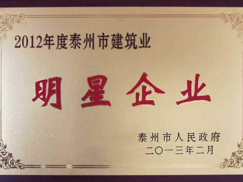 2012年度泰州建筑業明星企業